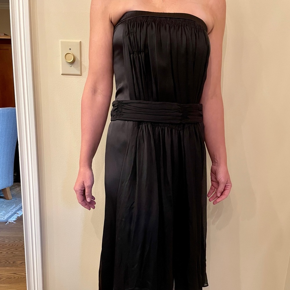 Wren silk chiffon strapless dress